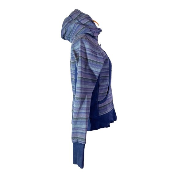 Lululemon Size 6 Full Zip Hooded Jacket Striped Fleece Lined *Flaws - Picture 14 of 14